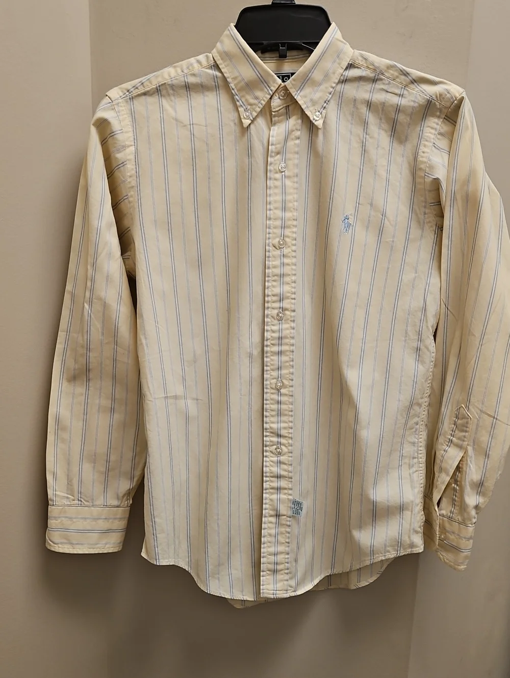 Ralph Lauren Boys Yellow Button-Down Shirt with Blue Stripes
